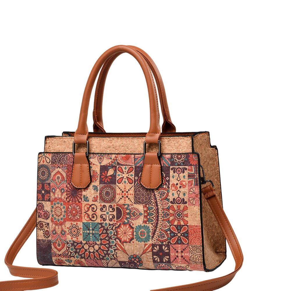 7198 Quilted Crossbody Bags Vegan Leather Purses Waterproof Natural Cork